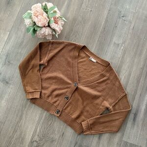SO Brown Oversized Cropped Cardigan Sweater